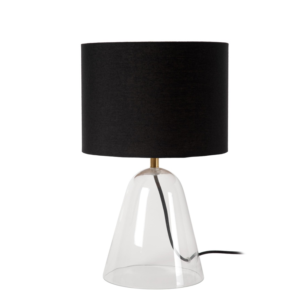 Lucide TafellampCampana glas met zwarte kap 40cm - 34549/81/60